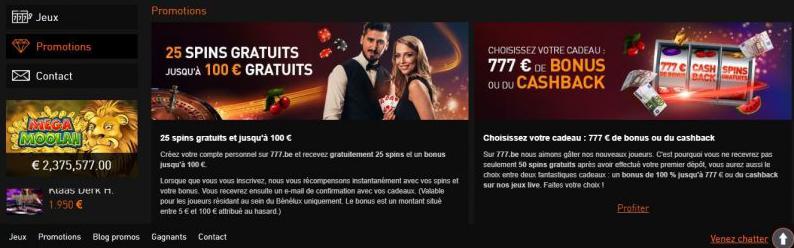 Principaux Bónus Casino777