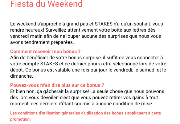 Stakes Casino fiesta revisão Fim de Semana