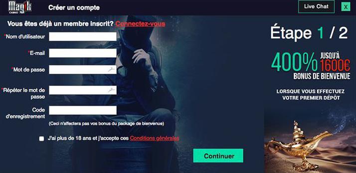processo de registo no magik casino