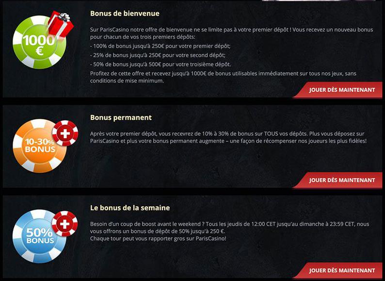 Bónus Casino de Paris