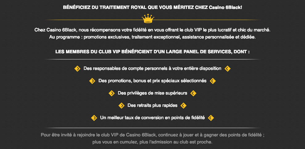 VIP status 6 casino negro