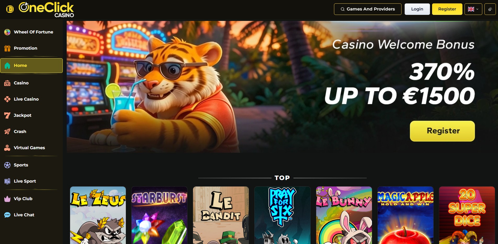 OneClick Casino Review Header