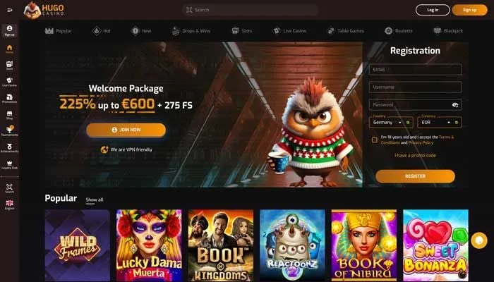 Hugo Casino Review Header