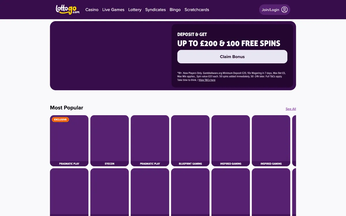 LottoGo Casino Review Header